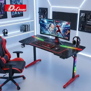 RGB Gaming Desk Bulk Order with Cup Holder Headphone Hook 2 Sizes