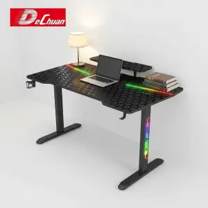 Large Computer Desk with RGB Lights and Monitor Stand 1600mm Width