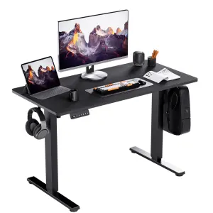 Professional Motorized Height Adjustable Desk T-Shaped Steel Frame Dual Hooks for Modern Workspace