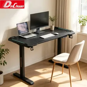 Custom Logo Height Adjustable Gaming Desk with 3 Memory Presets 1200-1600mm Office Use