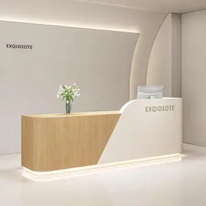 Modern Luxury Wood Reception Desk for Commercial Spaces-Durable Eco-Friendly Design for Hotels Offices Shops & Malls