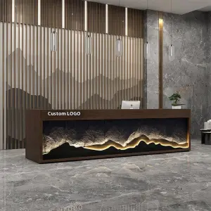 Modern Chinese Retro Wood Reception Desk for Restaurant Bar Hotel Spa Club and Hospital Front Desk/Cashier Counter