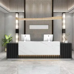 HighEnd Modern Faux Marble Reception Desk for Hotel Hospital School Beauty Salon Commercial Use with Eco-Friendly Design