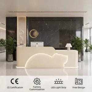 Custom LED Light Reception Counter with Irregular Wave Design Multi-Color & Size Customizable