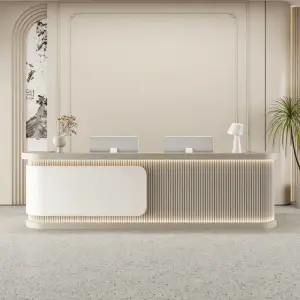 Custom Serene Modern Minimalist Reception Desk Front Desk with LED Ambient Light for Beauty Salon Office
