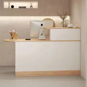 Custom Minimalist Wood Reception Desk Modern Front Desk for Clothing Shop Salon Office Boutique