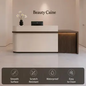 Modern MDF Reception Desk With Led Light for Beauty Salon Nail Salon Hotel Office Building Training Institution Front Desk