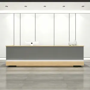 Modern Minimalist Reception Desk with Custom Logo LED Light Front Desk for Corporate Building Company Lobby
