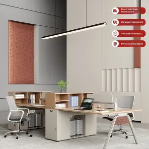 Staff Office Desk Modern Minimalist Home Office Workstation Four Six People Storage Side Cabinet Cable Box PVC Material Qian