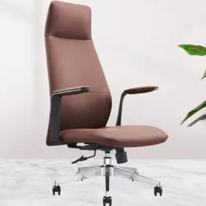 Luxury High-Back Leather Office Chair Lumbar Support Seat Height Adjustable 5-Star Base for Office Staff Conference Rooms Chairs