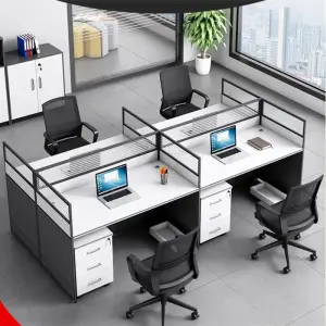 Modern Modular MDF Office Workstation Table Partition Design Corporate Open Office Areas Startup Companies Studios Multi-Person