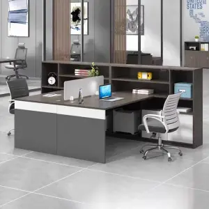 Simple Modern Wooden Finance Table Furniture Office Desk Chair Combination 2/3/4/6 Artificial Position Screen Card Holder manager's desk