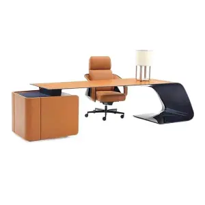 Italian Style Light Luxury High-end Wood China Boss Office Desk Designer Model Villa Grand Presidential Large Desk