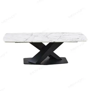 Movvon Italian Modern Minimalist Contemporary Coffee Table Light Luxury Design Stainless Steel Marble Top Home Bedroom Farmhouse