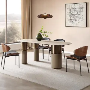 Italian Luxury Design Modern Dining Room Set Nordic Style with Adjustable Marble Top Dining Table Home Furniture