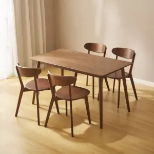 Modern Adjustable Home Furniture Solid Beech Wood Bistro Chairs and Dining Table Set in Nature Color for Dining Room
