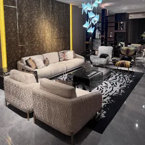 Italian Design Luxury Leather Fabric High End for Villa or Apar Hotel Sectional Sofa Couch Furniture Living Furniture Set