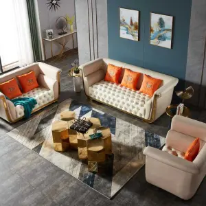 Best Selling High Quality Classic PU Leather Sectional Sofa Set for Living Room Mall & Hotel Use