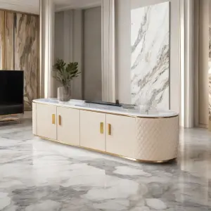 Latest Design Modern Luxury Marble Top White Coffee Table TV Stand Cabinet for Living Room Furniture