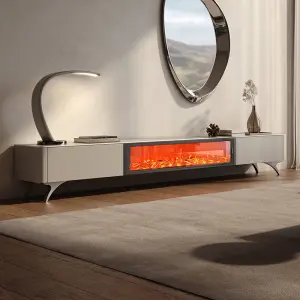 Modern Light Luxury Stone TV Cabinet Coffee Table 3D Flame Decorative Living Room Small Home Furniture