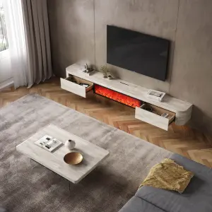 Modern Italian Light Luxury Fire Simulation Electronic Fireplace Integrated Rock Plate TV Cabinet Hanging Combination Floor