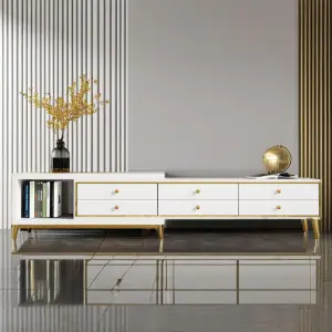 Modern Wood Tv Stand Modern High Gloss Living Room Furniture Tempered Glass Metal Leg Tv Cabinet