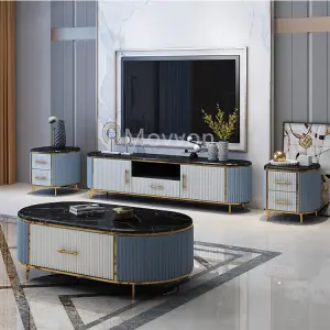 Light Luxury Italian Slate Modern Living Room Size Unit Storage Cabinet Marble TV Cabinet