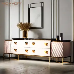 Luxury Modern High-End TV Stand Marble Tabletop for Living Room Farmhouse Bedroom Entry Hospital Warehouse Apartment Hotel Mall