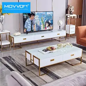 Metal Furniture Sets Living Room Sets Factory Luxury Tv Table Wood Cabinets Modern Glass Tv Stands With Drawers