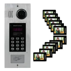 Night Vision Password Unlock ID IC Card Reader 12 Multi Apartment Building Intercom Video Door Phone