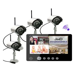 Two Way Audio 9Inch TFT LCD 4Channel 2.4G Wireless Camera Home Security Combo CCTV DVR Kit