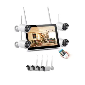Tuya ISEE Cloud 12inch LCD Wireless 8channel NVR Kit Mini Wifi Smart Security Cctv Camera Wifi Nvr Kit