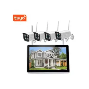 3MP Wireless CCTV Security Camera System Tuya 10.1inch Lcd Secreen 4ch Wifi NVR Kit