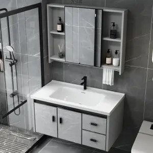 Space Thickened Bathroom Cabinet Combined Face Washbasin Hand Basin Washstand Integrated Pool for Bathroom