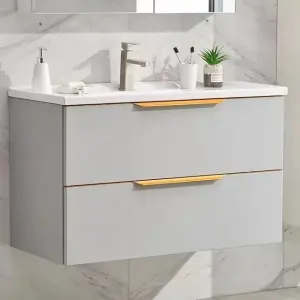 2025 Custom Luxury Modern Bathroom Vanity Top-End Wood Wall Mounted Mirror Small Size Modern for Bathroom