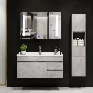 Ot-selling Modern Hotel Wall-mounted Custom-sized Waterproof PVC Bathroom Dressing Table for Hotel Apartments