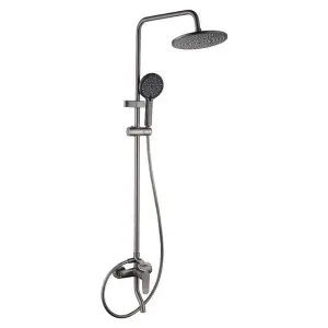 Zinc Alloy Electroplated Shower Set with Three-outlet Mode Circular Rain Shower Head and Multiple Modes of Handheld Shower Head