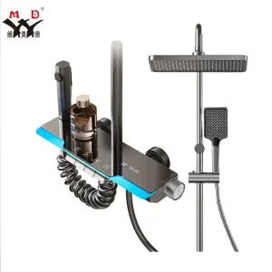 Newly Designed LED Digital Display Luxury Dual-handle Bathroom Shower Faucet Set with High Pressure and 4 Functions