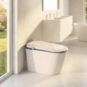 Smart Toilet Automatic Flip Siphon Water Pressure Limit New English Version Includes Remote Control S-Trap for Home Bathroom Use
