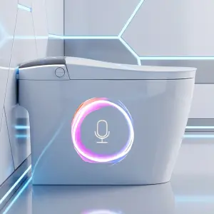 AI Voice Control Smart Toilet with Kick Flush, Hands-Free Operation, Self-Cleaning Nozzle for Modern Luxury Bathroom