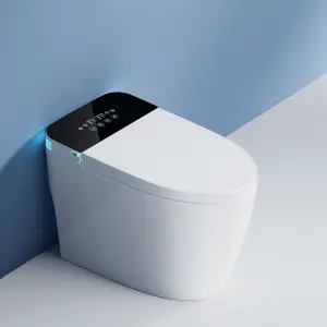 Luxury Premium Tankless One Piece Matte Ceramic Touch Knob Control Heated Seat Night Light Smart Toilet for Apartment Renovation