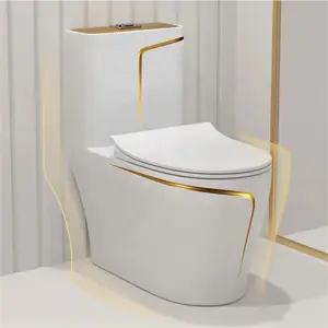Customized Modern Luxury High-quality Platinum Design Floor-standing Integrated Siphonic Toilet for Bathroom