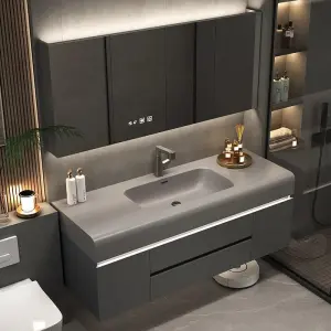 Wholesale Modern Luxury Villa Bathroom Sets Vanities Wash Basin Sink Furniture Wooden Bathroom Vanity Cabinet Smart Mirror