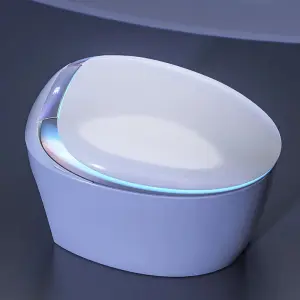 Automatic Electric Smart Ceramic Commode Toilet Floor Mounted with Remote Control Heated Seat Elongated Bowl S-Trap Bathroom