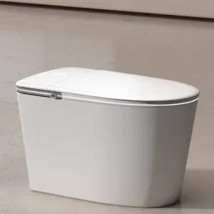 Ultrathin Automatic Square Toilet Seat Floor Mounted S-trap Ambient Lighting Ceramic Smart Toilet Heated Seat Remote Control