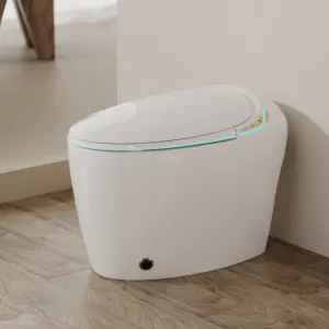 All One Fully Automatic S-Trap Remote Control Dual-Flush Round Home Use Smart Bidet Wc Sensor Toilet Heating Automatic Oem