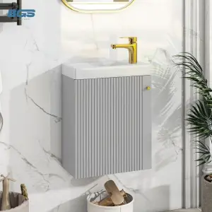 Wholesale Modern Luxury Wooden Bathroom Vanity Cabinet with Wall-Mounted Ceramic Basin and Mirror Included 2025 Hot Sale