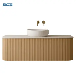 Hotel-Grade Modern Double Vanity Sink Wall Hanging Rectangular Rock Plate Marble Sink Bathroom Washbasin LED for Bedrooms