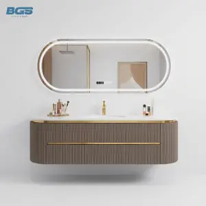 BGS European Style Modern Floating Bathroom Vanity Cabinet Set with Rectangle Wall Mounted 2 Years Accessory Mirror