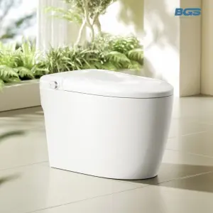 2025 Eco-friendly Guandong Core & Washroom Closet Biodegradable Slim Auto Smart Toilet with S-Trap Drainage Hand Paper Seats